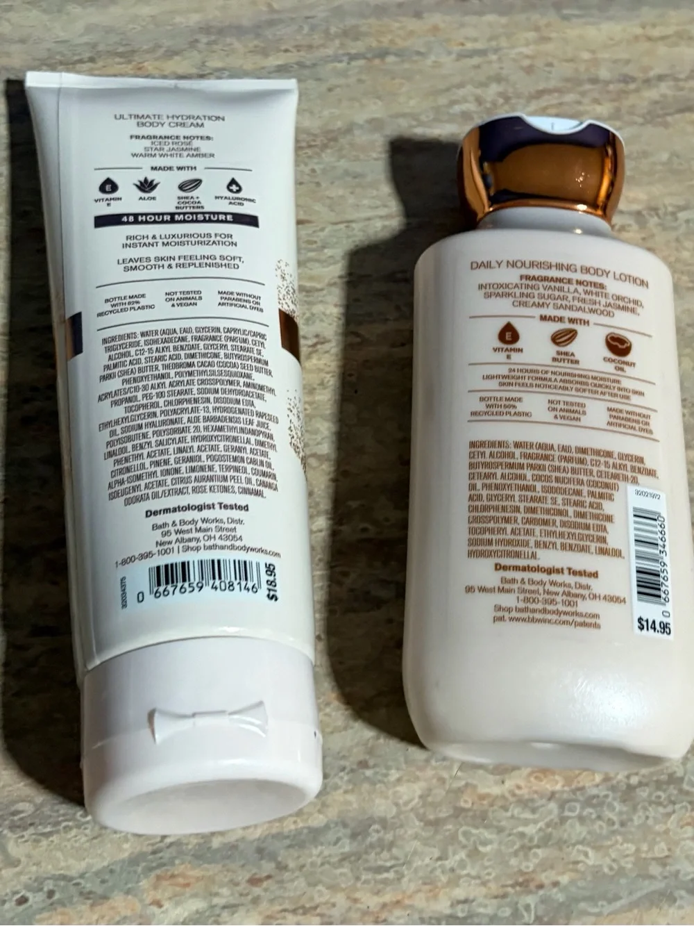 Bath & Body Works Pure Wonder Body Cream & Warm Vanilla Sugar Body Lotion Duo